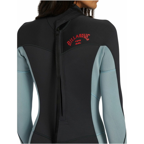 2025 Billabong Womens Foil 3/2mm Flatlock Back Zip Wetsuit ABJW100183 - Washed Black